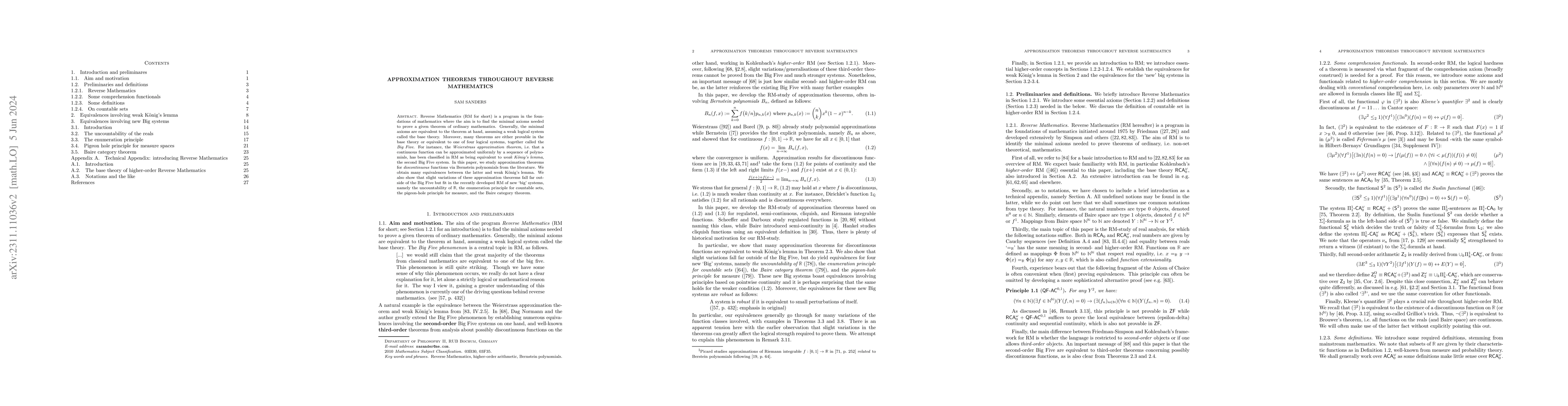 Thumbnail for Approximation theorems throughout Reverse Mathematics