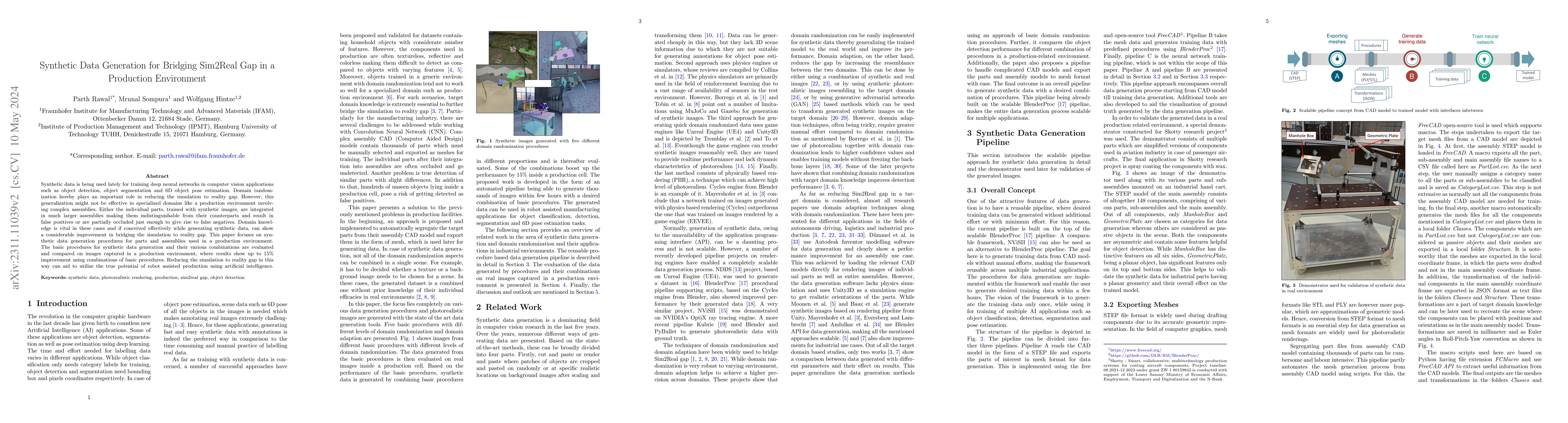 Thumbnail for Synthetic Data Generation for Bridging Sim2Real Gap in a Production
  Environment