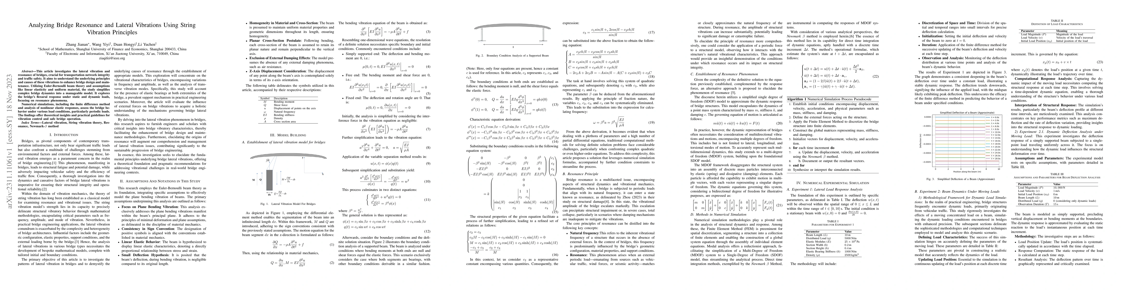 Thumbnail for Analyzing Bridge Resonance and Lateral Vibrations Using String Vibration
  Principles
