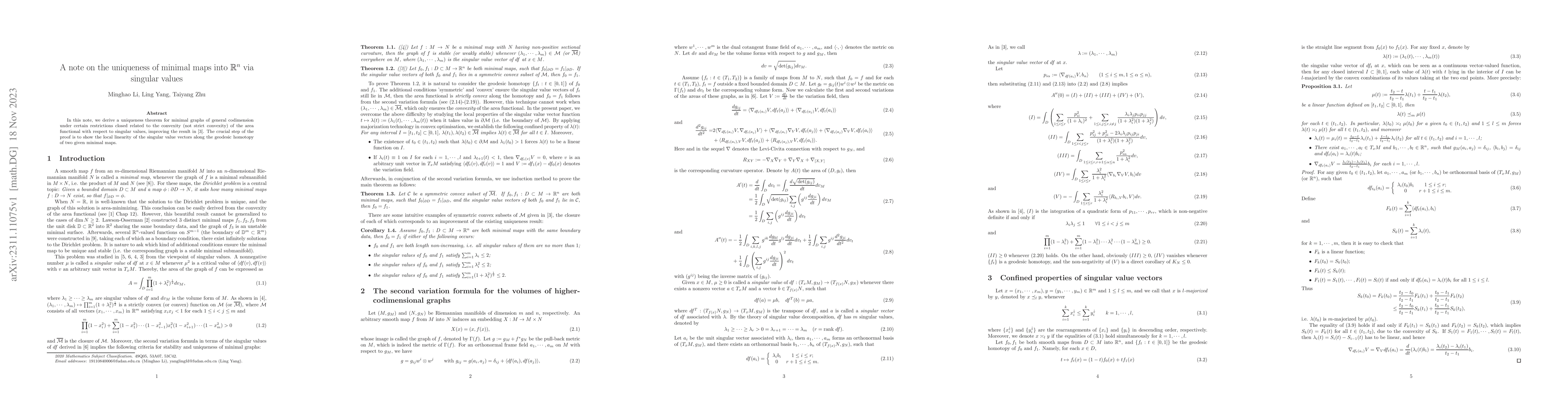 Thumbnail for A note on the uniqueness of minimal maps into $\mathbb{R}^n$ via
  singular values