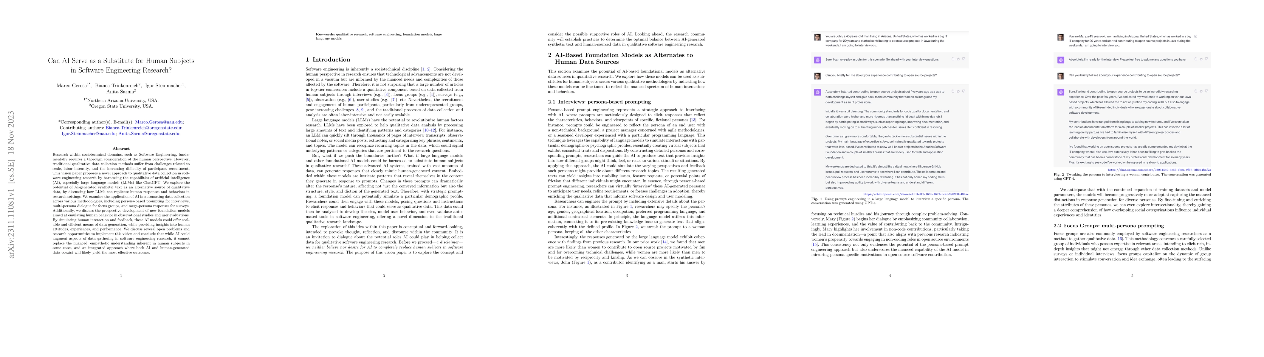 Thumbnail for Can AI Serve as a Substitute for Human Subjects in Software Engineering
  Research?