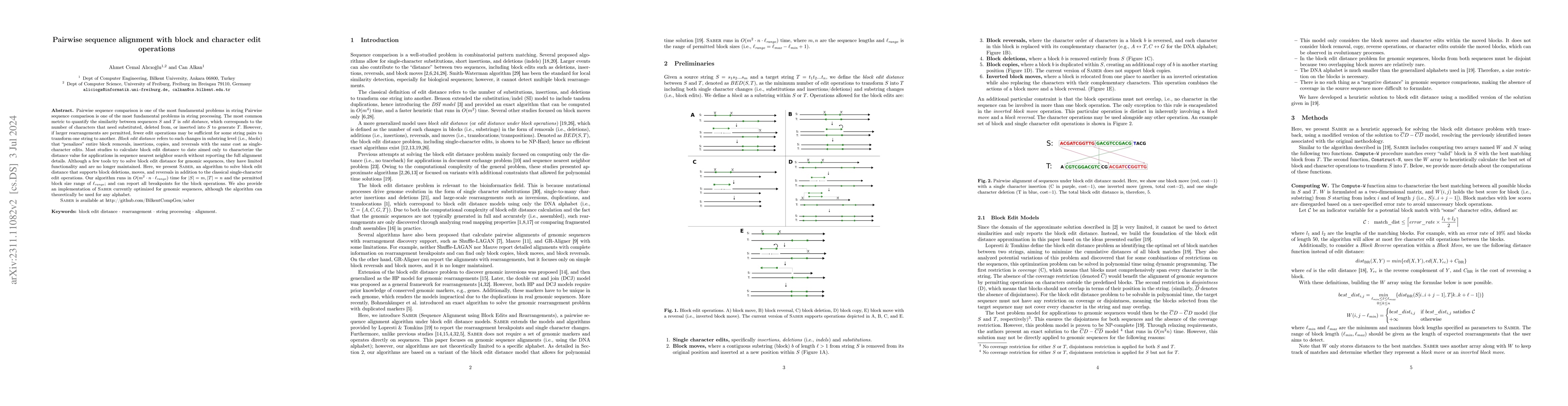 Thumbnail for Pairwise sequence alignment with block and character edit operations