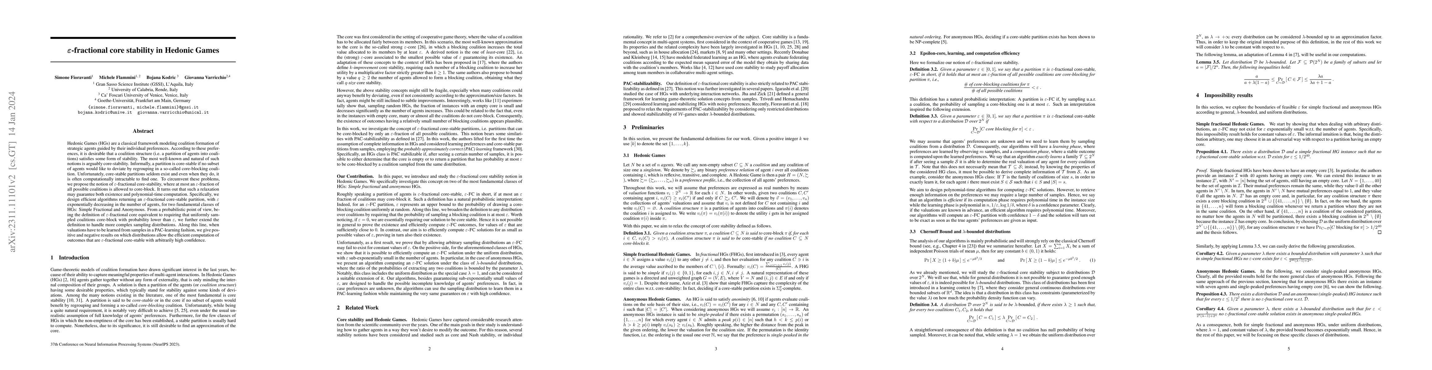 Thumbnail for $\varepsilon$-fractional Core Stability in Hedonic Games