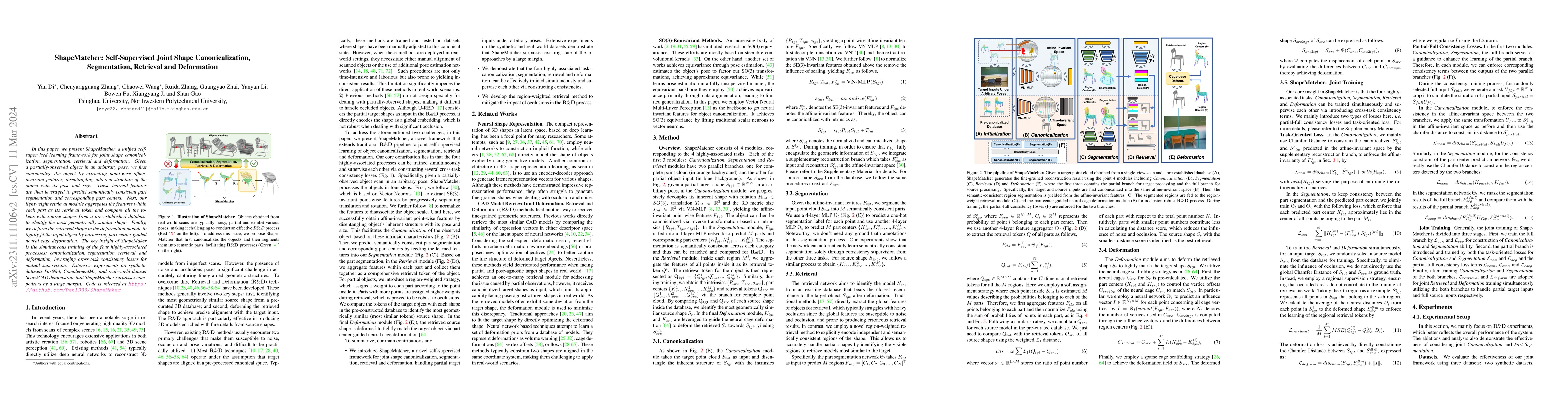 Thumbnail for ShapeMatcher: Self-Supervised Joint Shape Canonicalization,
  Segmentation, Retrieval and Deformation