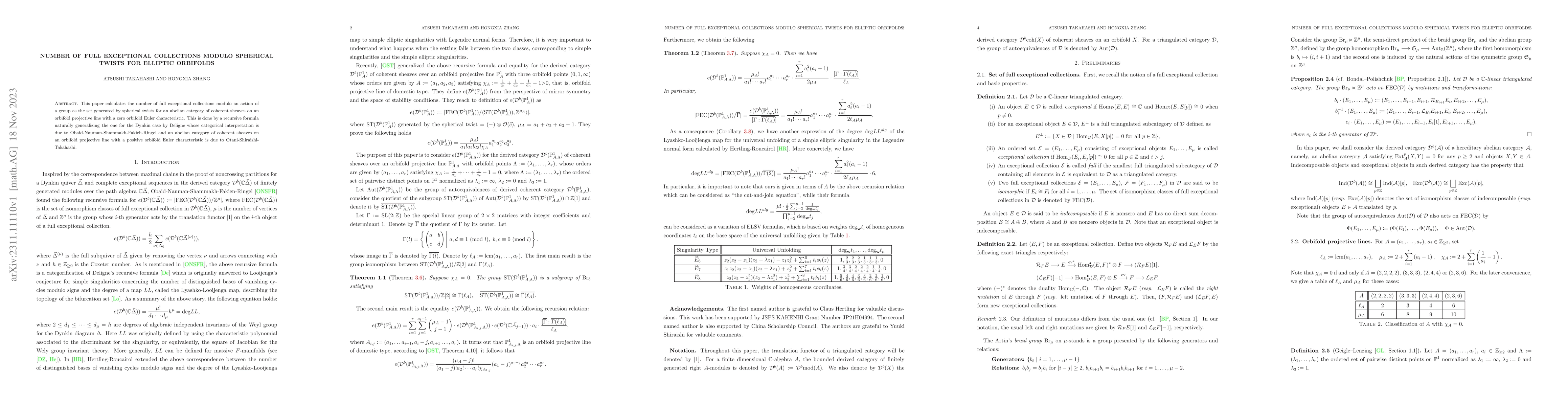 Thumbnail for Number of full exceptional collections modulo spherical twists for
  elliptic orbifolds