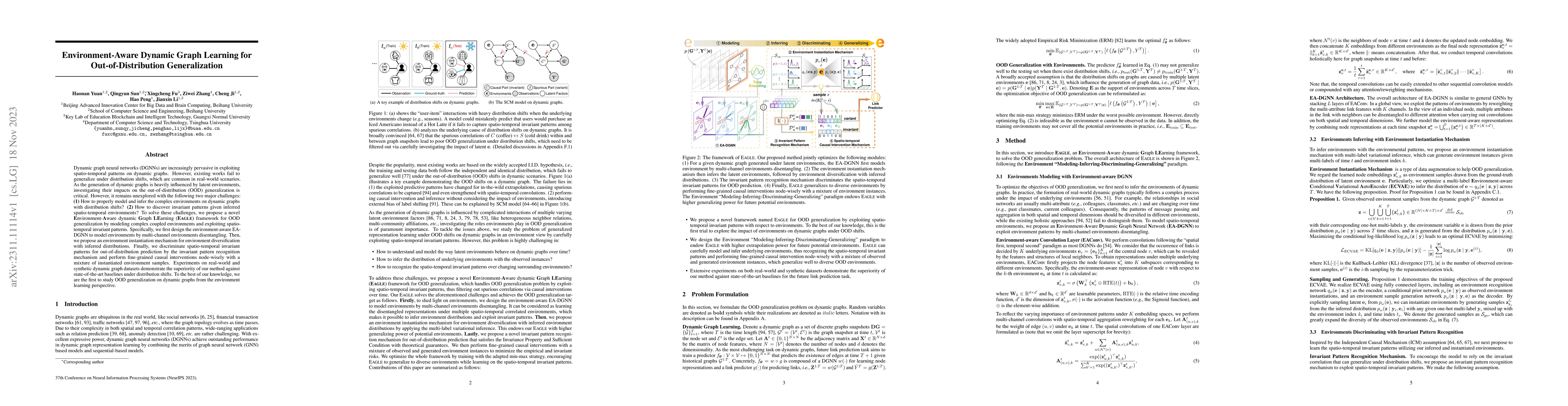 Thumbnail for Environment-Aware Dynamic Graph Learning for Out-of-Distribution
  Generalization