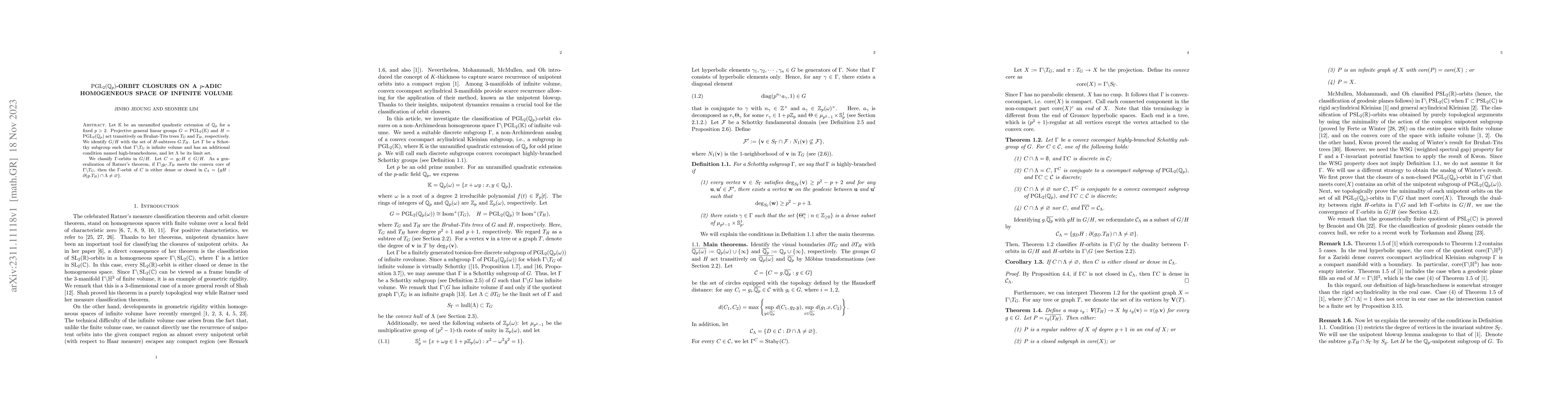 Thumbnail for $\operatorname{PGL}_{2}(\mathbb{Q}_{p})$-orbit closures on a $p$-adic
  homogeneous space of infinite volume