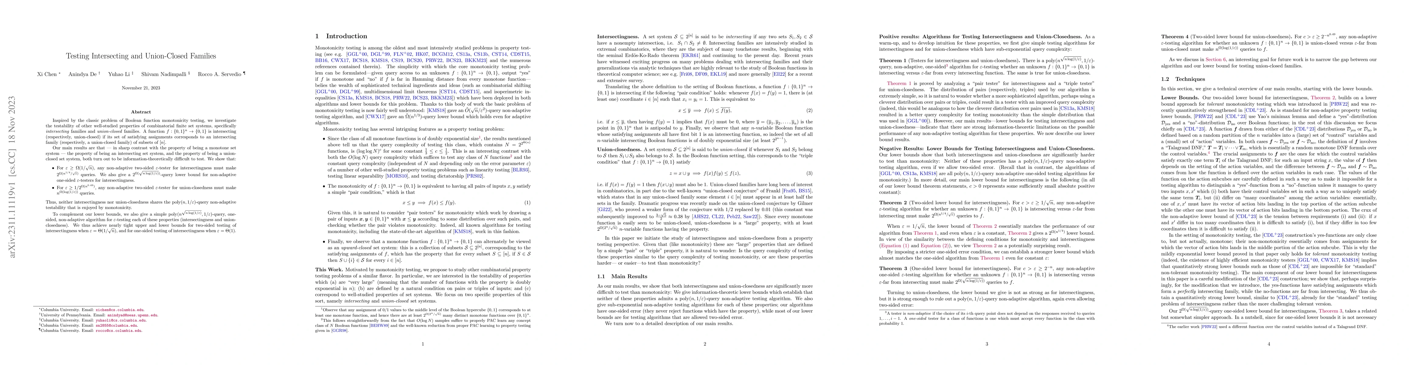 Thumbnail for Testing Intersecting and Union-Closed Families