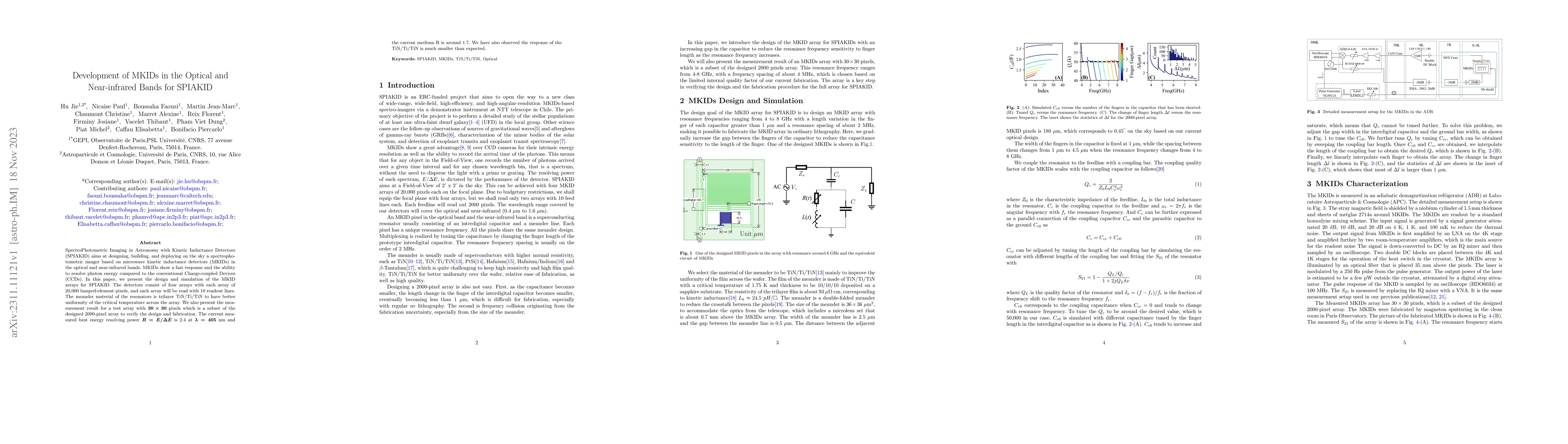 Thumbnail for Development of MKIDs in the Optical and Near-infrared Bands for SPIAKID