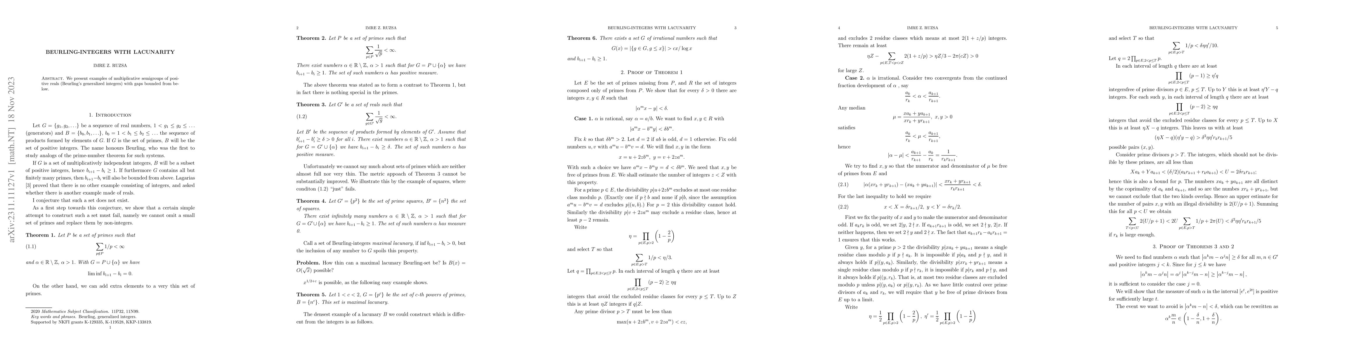 Thumbnail for Beurling integers with lacunarity