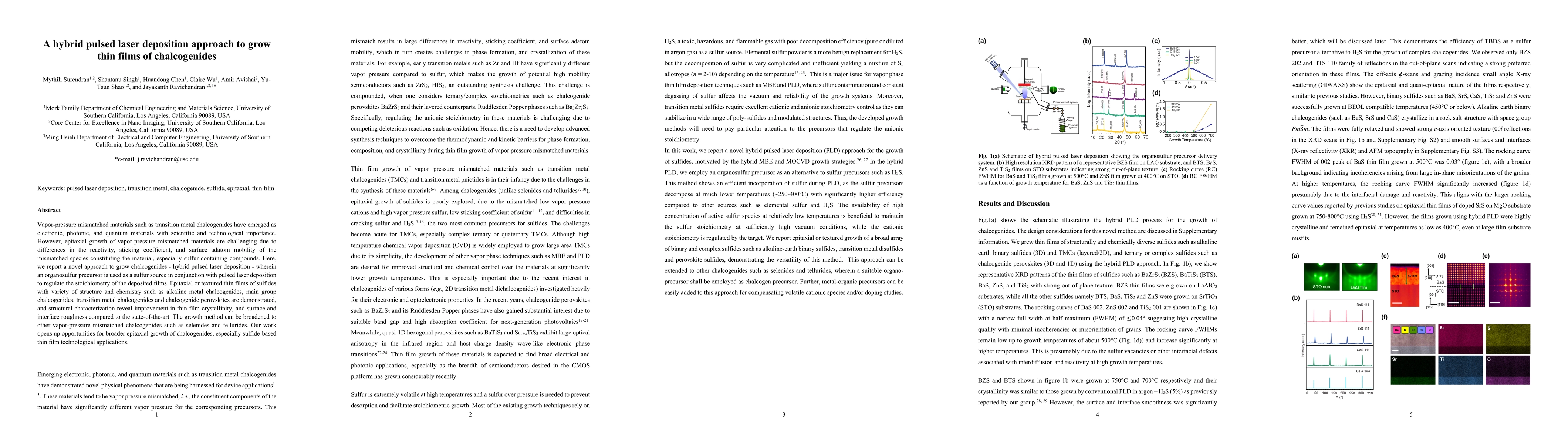 Thumbnail for A hybrid pulsed laser deposition approach to grow thin films of
  chalcogenides