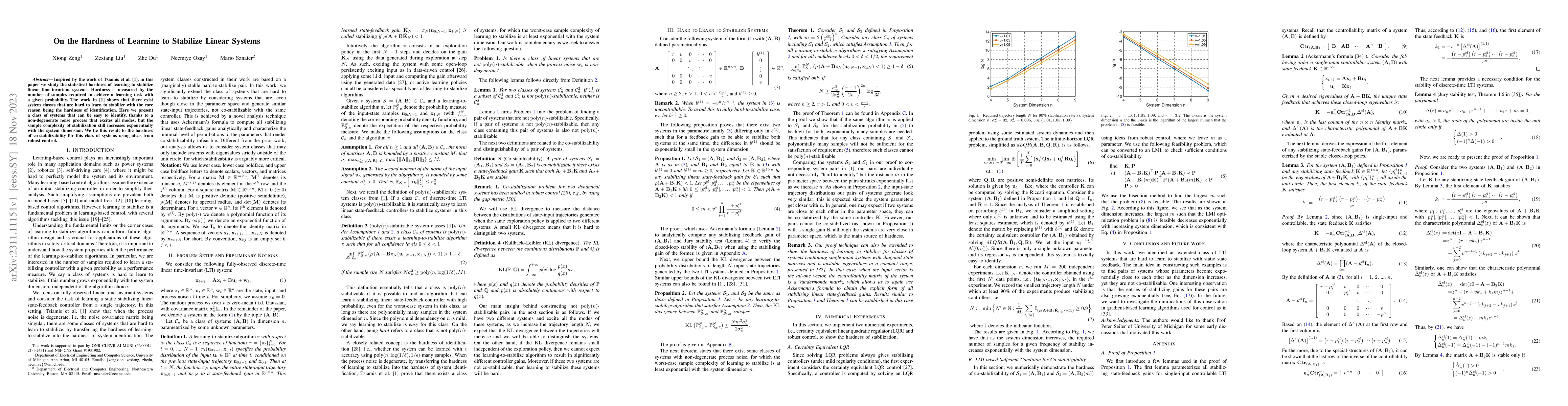 Thumbnail for On the Hardness of Learning to Stabilize Linear Systems