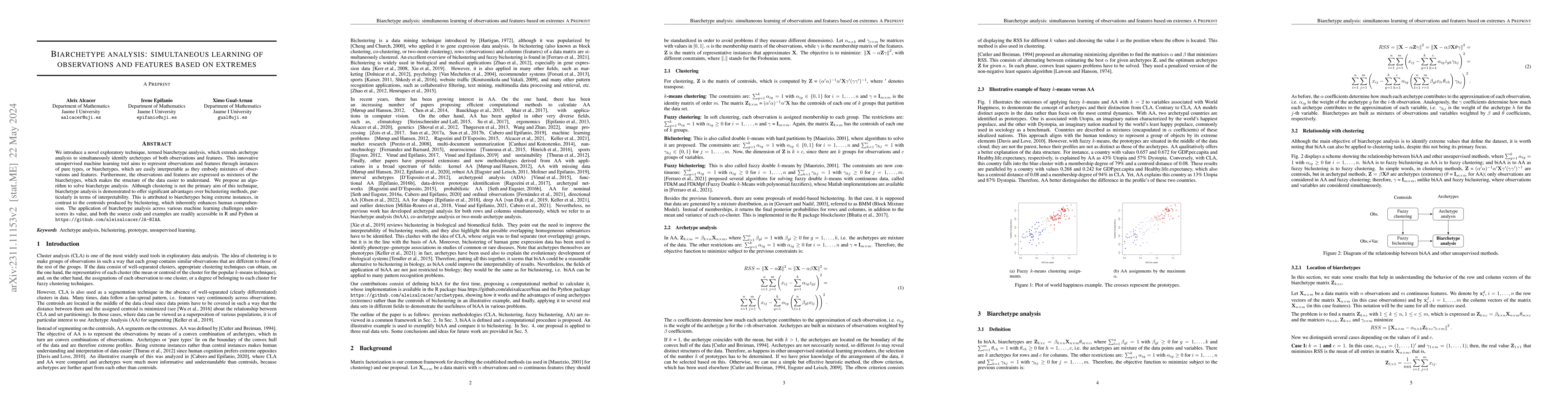 Thumbnail for Biarchetype analysis: simultaneous learning of observations and features
  based on extremes