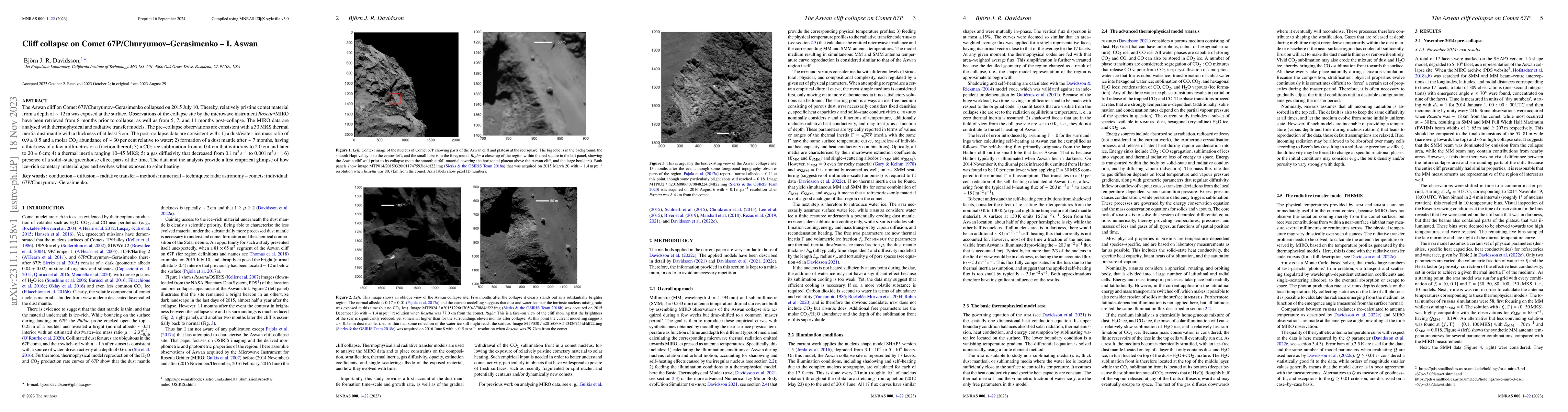Thumbnail for Cliff collapse on Comet 67P/Churyumov-Gerasimenko -- I. Aswan