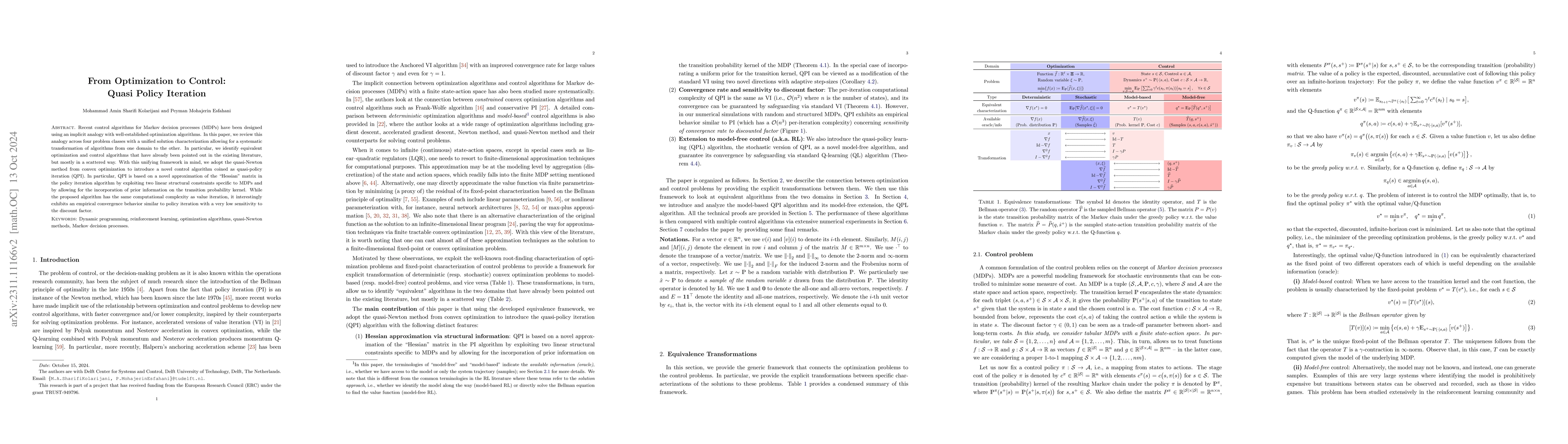Thumbnail for From Optimization to Control: Quasi Policy Iteration