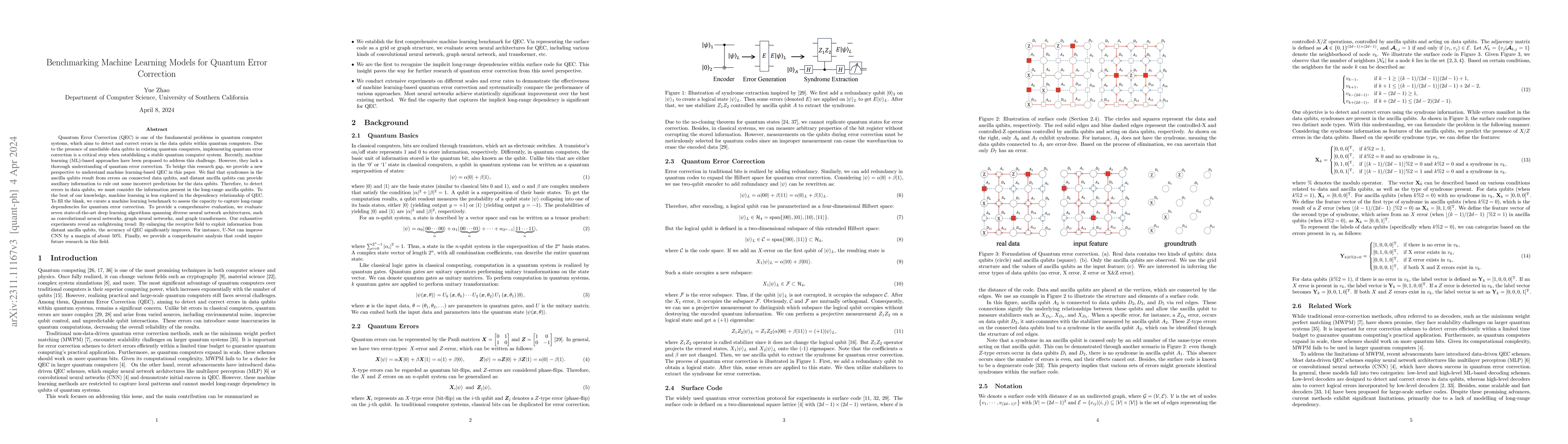 Thumbnail for Benchmarking Machine Learning Models for Quantum Error Correction