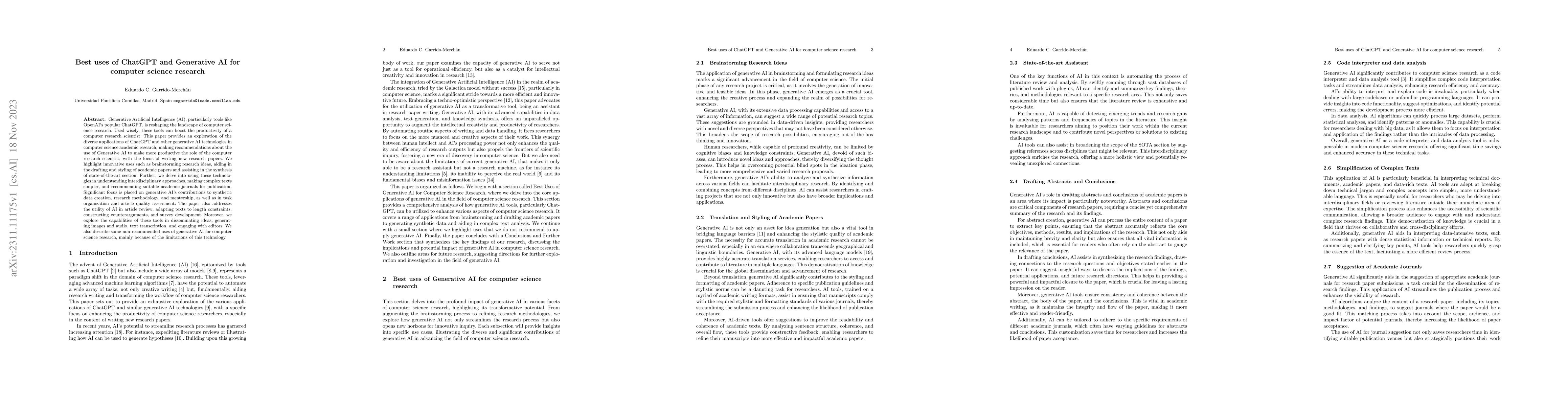 Thumbnail for Best uses of ChatGPT and Generative AI for computer science research