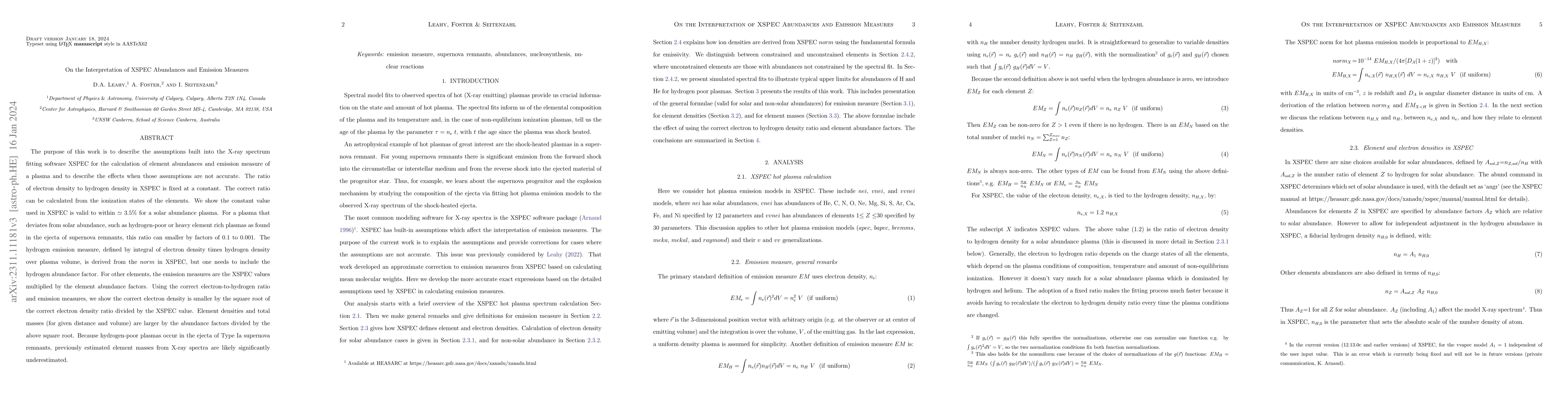 Thumbnail for On the Interpretation of XSPEC Abundances and Emission Measures