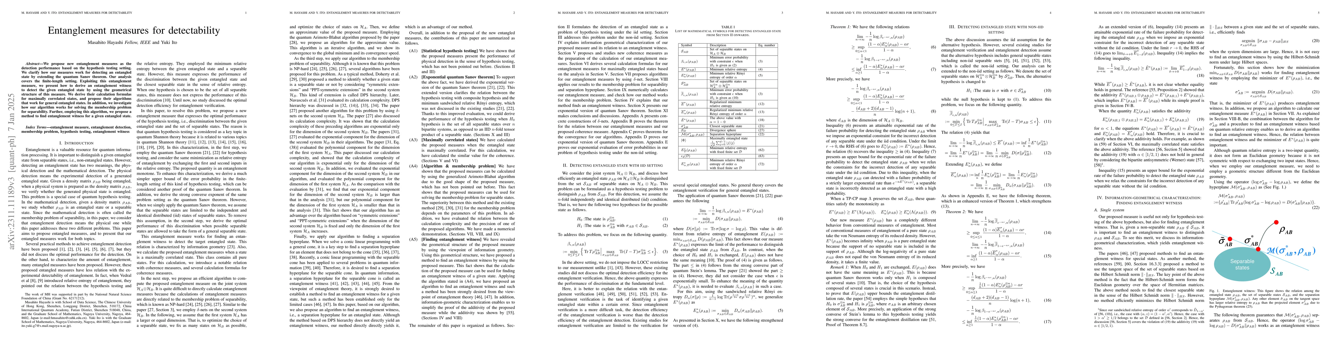 Thumbnail for Entanglement measures for detectability