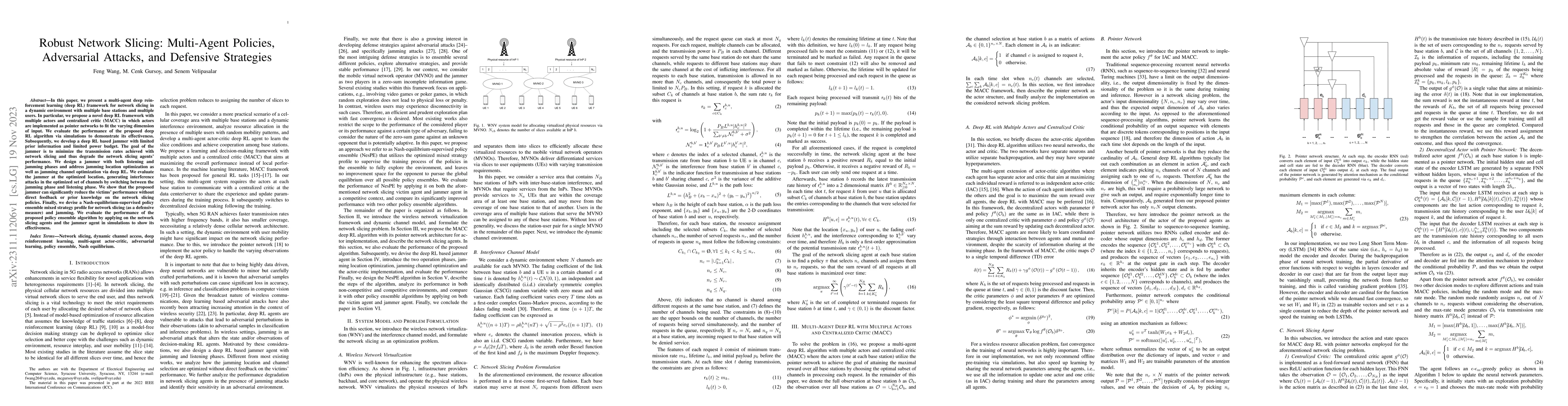 Thumbnail for Robust Network Slicing: Multi-Agent Policies, Adversarial Attacks, and
  Defensive Strategies