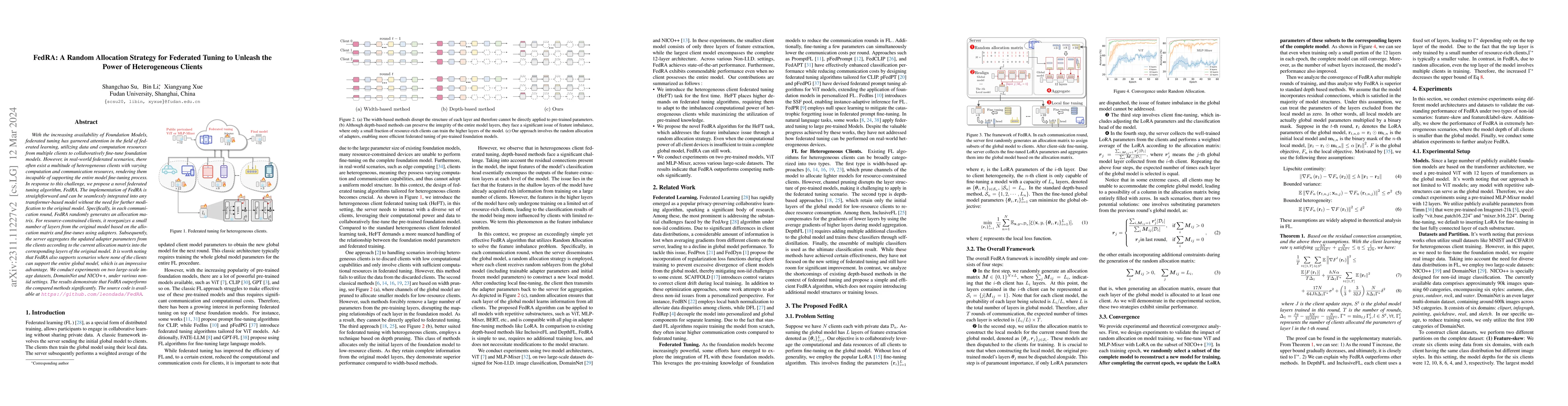 Thumbnail for FedRA: A Random Allocation Strategy for Federated Tuning to Unleash the
  Power of Heterogeneous Clients