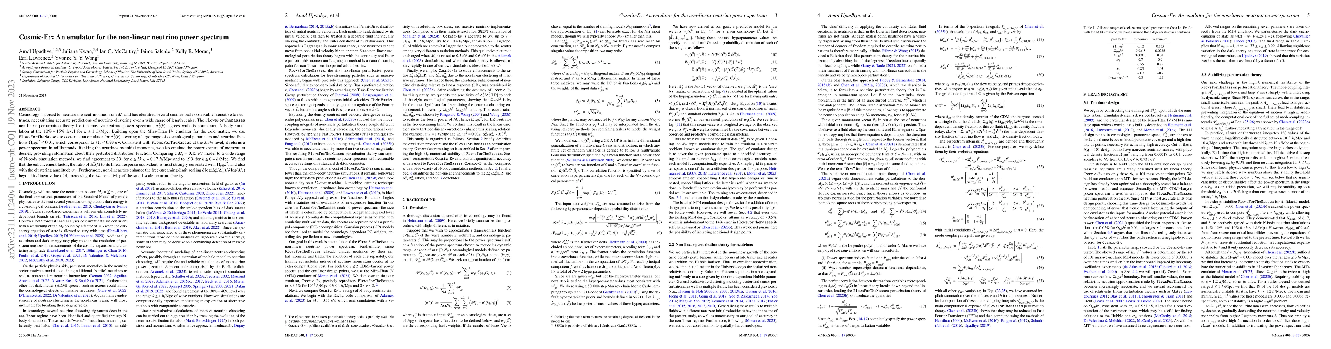 Thumbnail for Cosmic-Enu: An emulator for the non-linear neutrino power spectrum