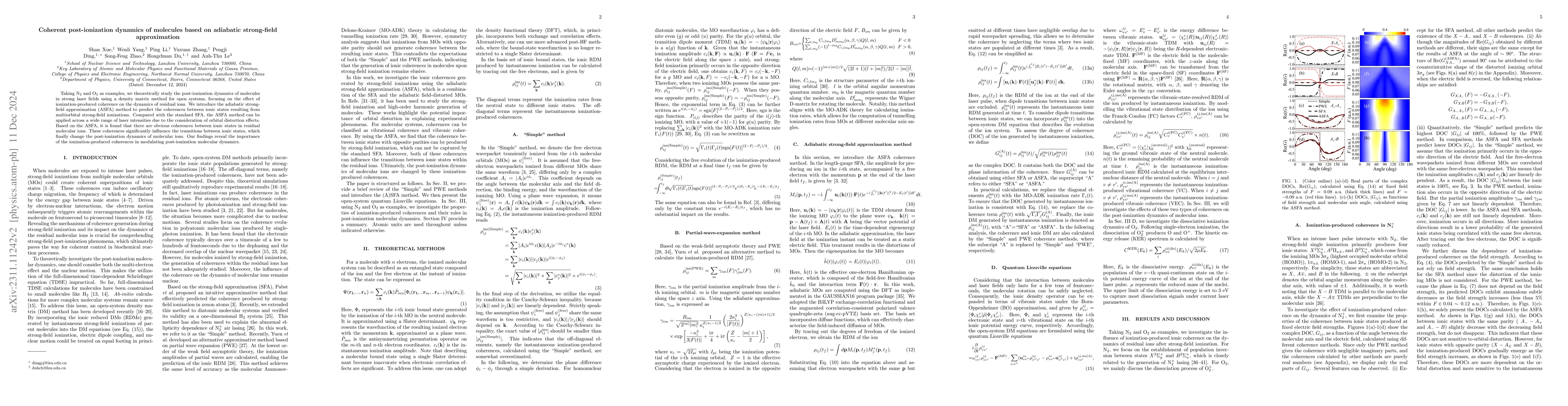 Thumbnail for Coherent postionization dynamics of molecules based on adiabatic
  strong-field approximation