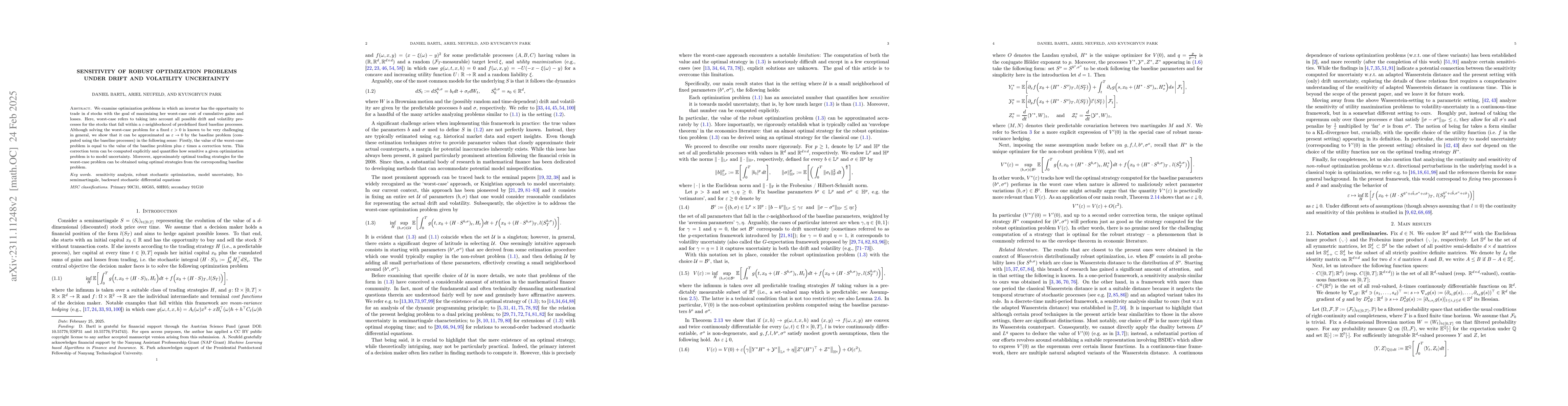 Thumbnail for Sensitivity of robust optimization problems under drift and volatility
  uncertainty