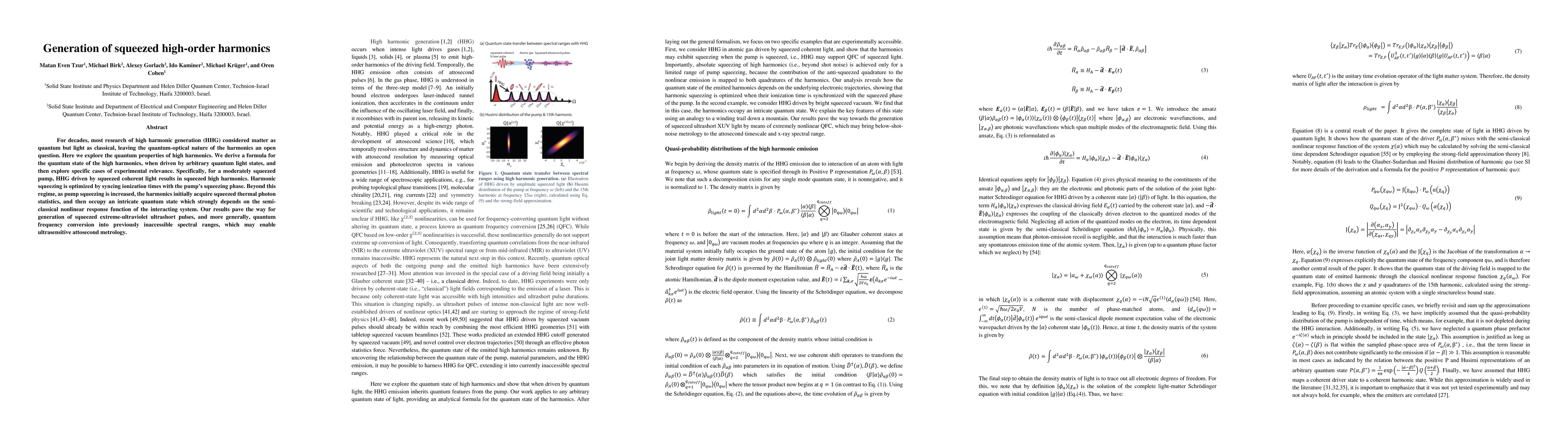Thumbnail for Generation of squeezed high-order harmonics