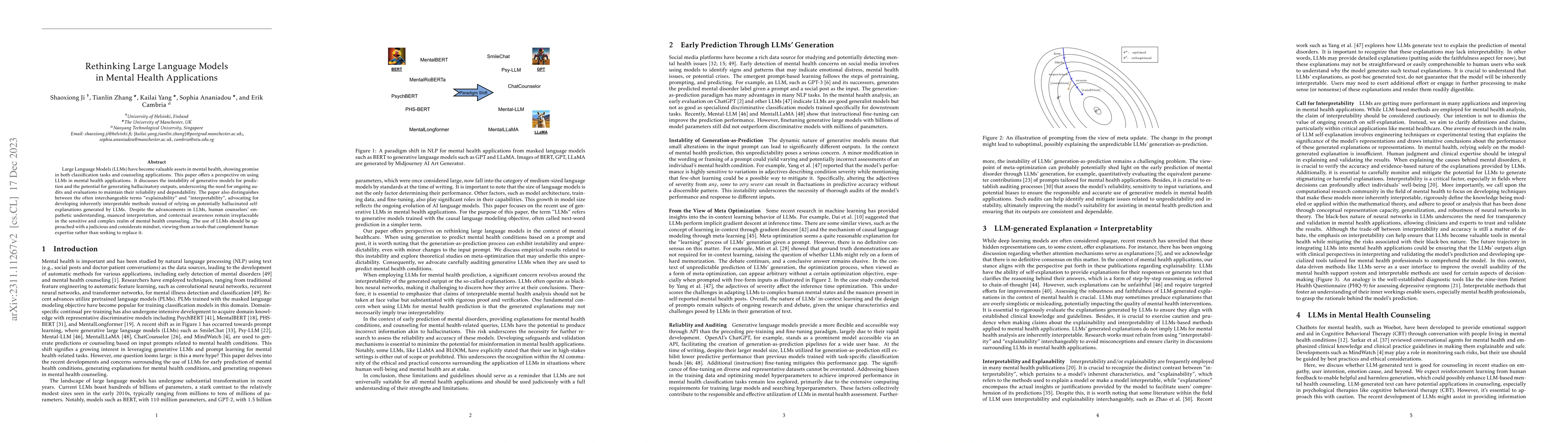 Thumbnail for Rethinking Large Language Models in Mental Health Applications