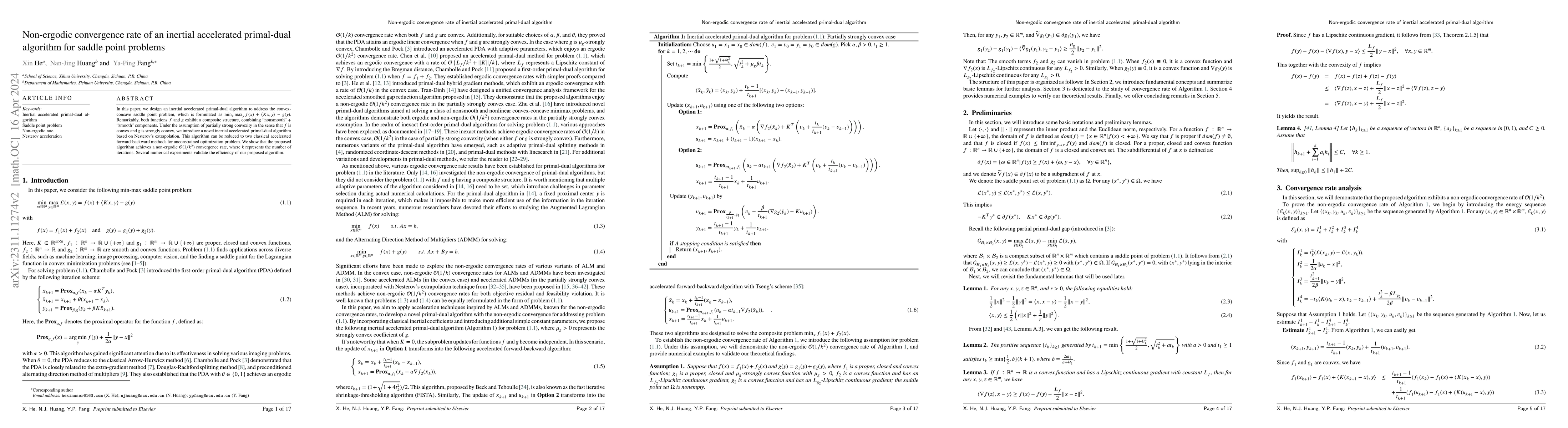 Thumbnail for Non-ergodic convergence rate of an inertial accelerated primal-dual
  algorithm for saddle point problems