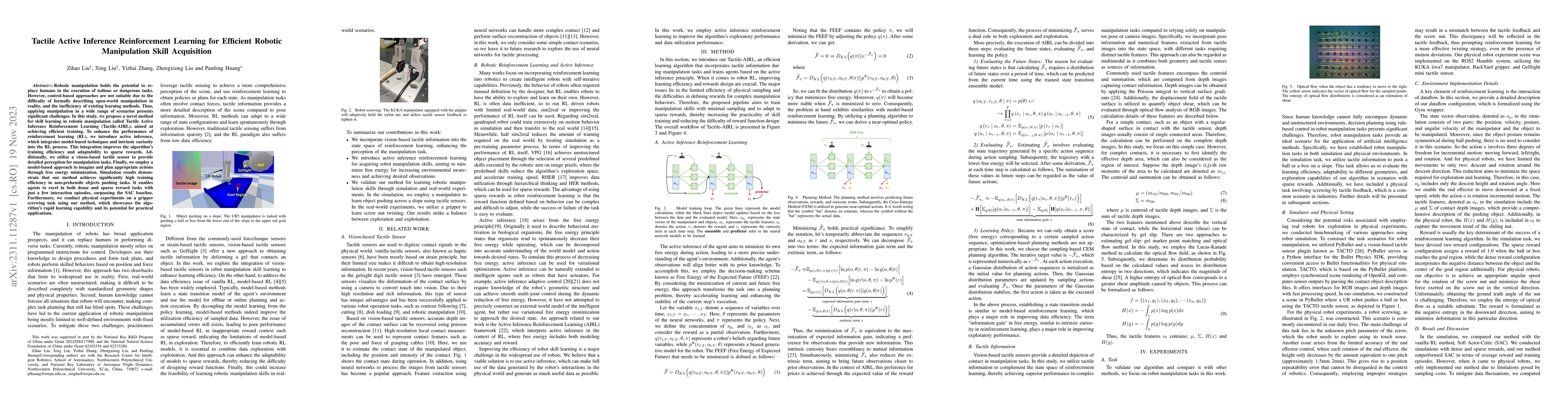 Thumbnail for Tactile Active Inference Reinforcement Learning for Efficient Robotic
  Manipulation Skill Acquisition