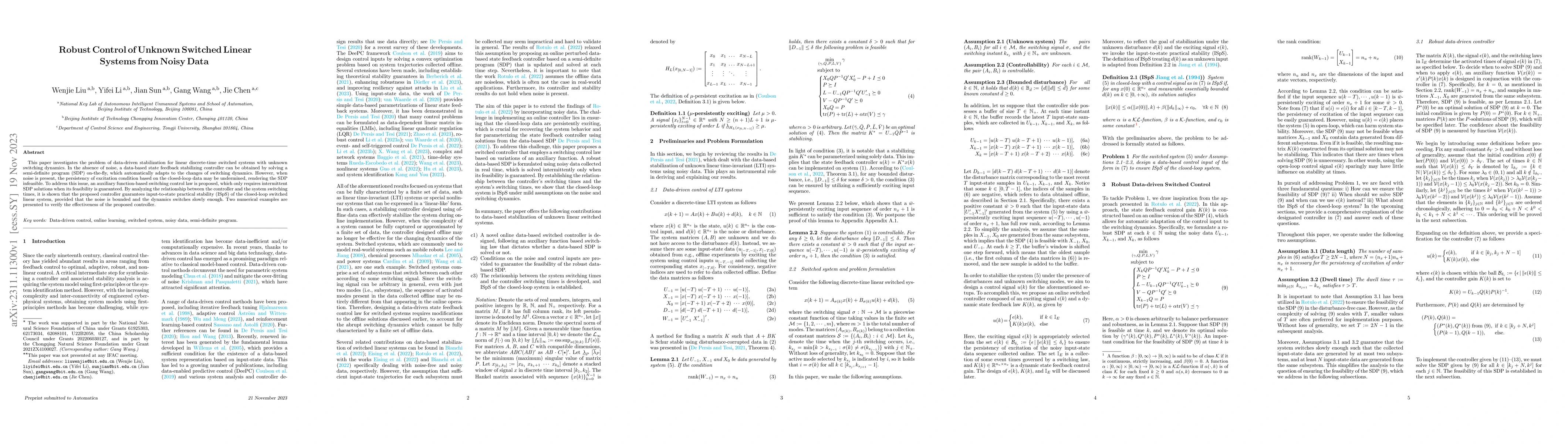 Thumbnail for Robust Control of Unknown Switched Linear Systems from Noisy Data