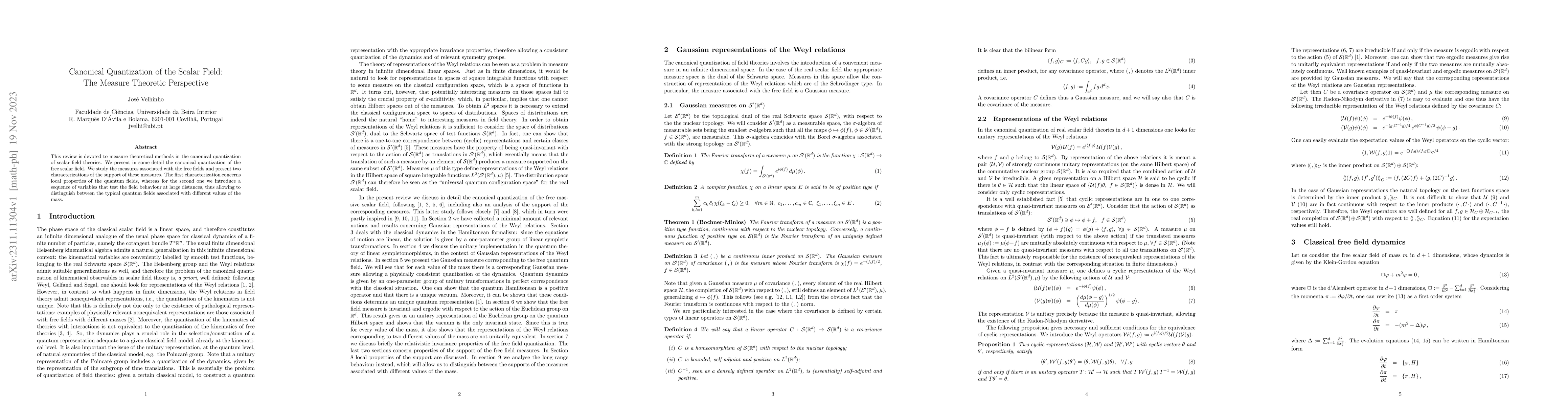 Thumbnail for Canonical Quantization of the Scalar Field: The Measure Theoretic
  Perspective