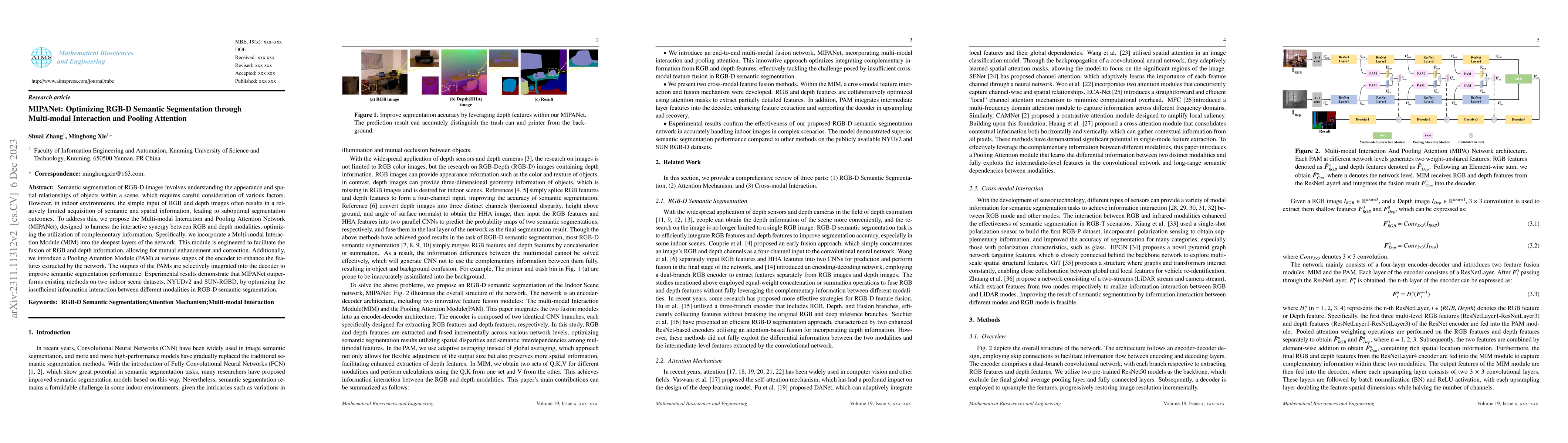 Thumbnail for Optimizing rgb-d semantic segmentation through multi-modal interaction
  and pooling attention