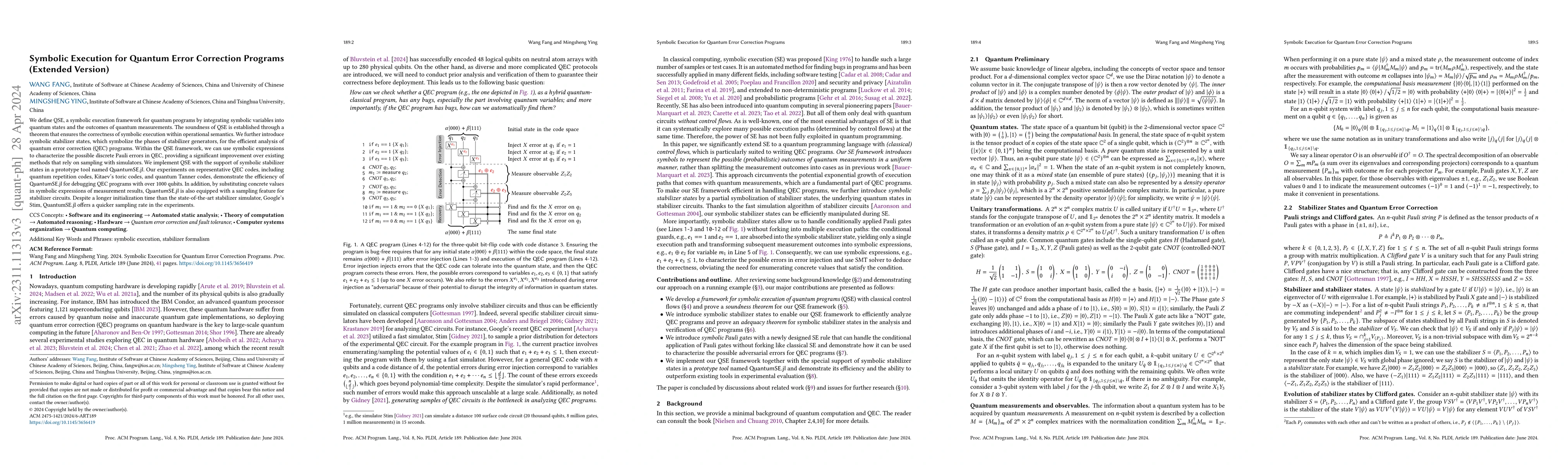Thumbnail for Symbolic Execution for Quantum Error Correction Programs