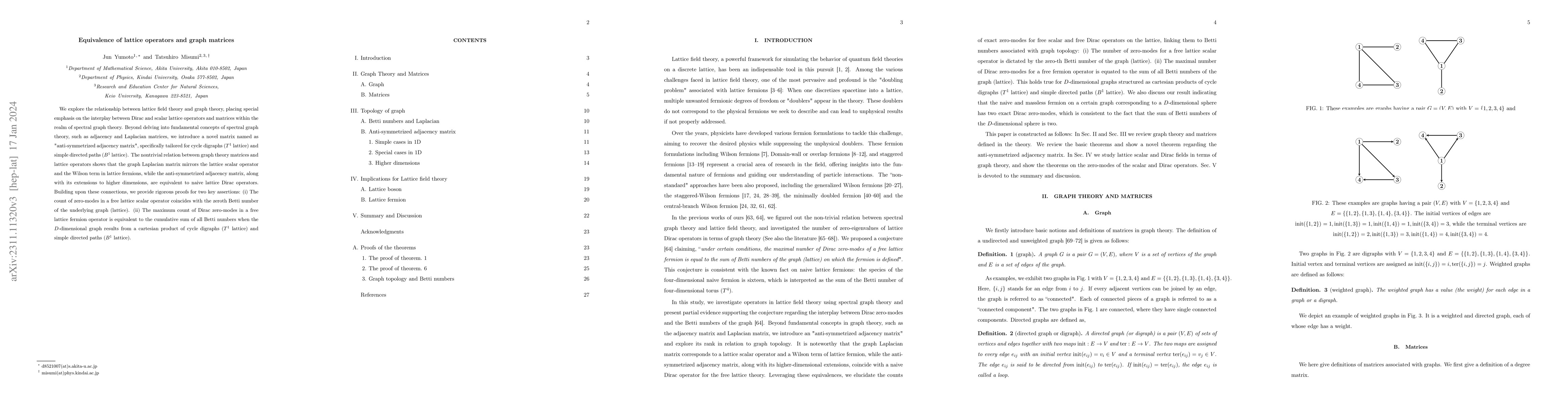 Thumbnail for Equivalence of lattice operators and graph matrices