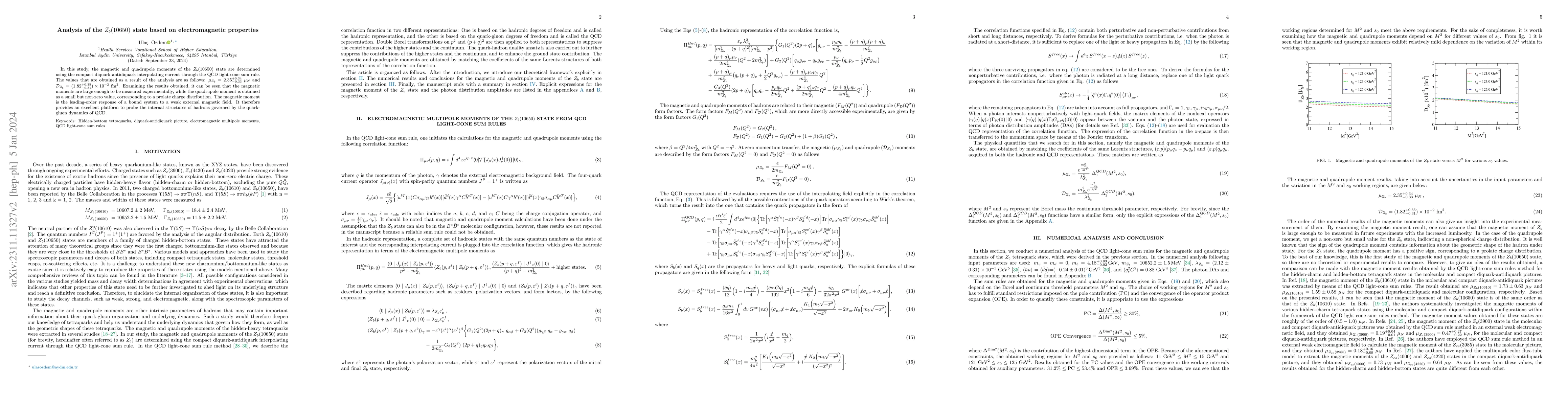 Thumbnail for Analysis of the $Z_b(10650)$ state based on electromagnetic properties
