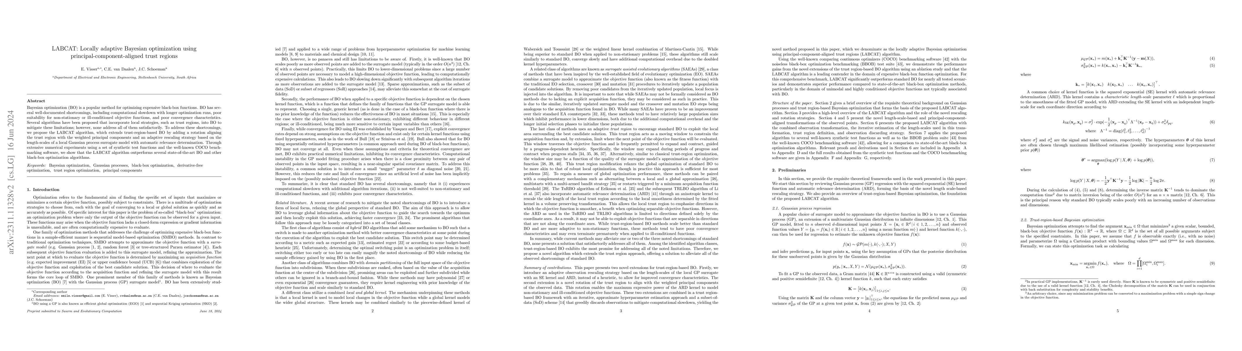 Thumbnail for LABCAT: Locally adaptive Bayesian optimization using
  principal-component-aligned trust regions