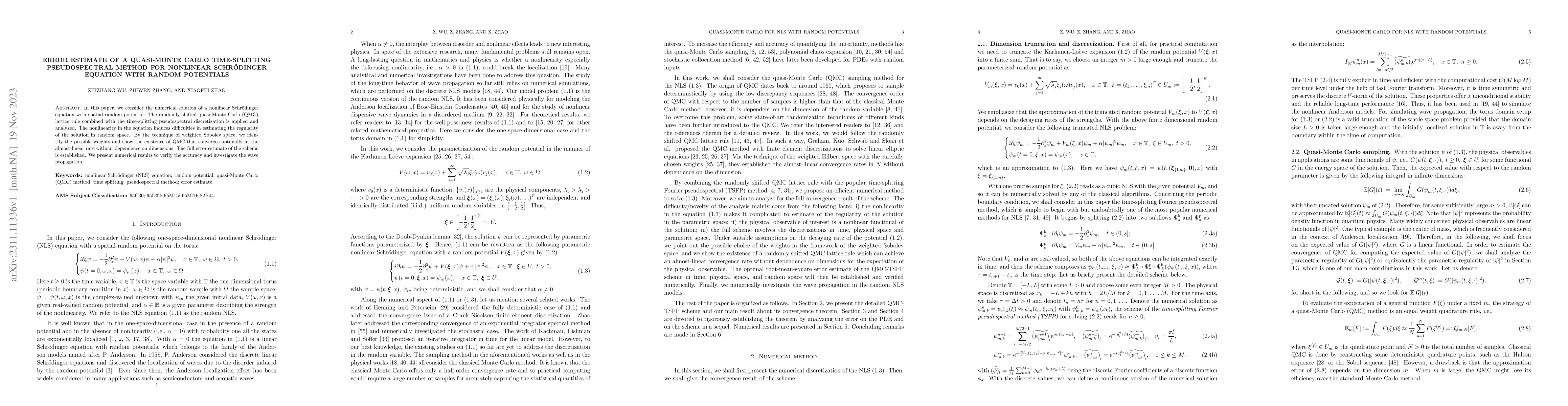 Thumbnail for Error estimate of a quasi-Monte Carlo time-splitting pseudospectral
  method for nonlinear Schrodinger equation with random potentials