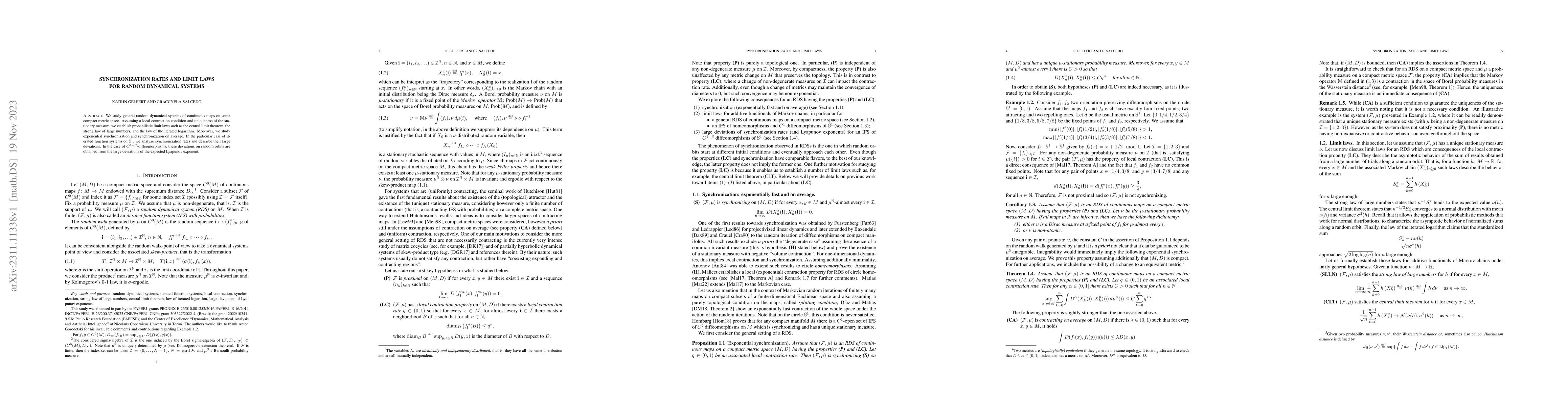 Thumbnail for Synchronization rates and limit laws for random dynamical systems