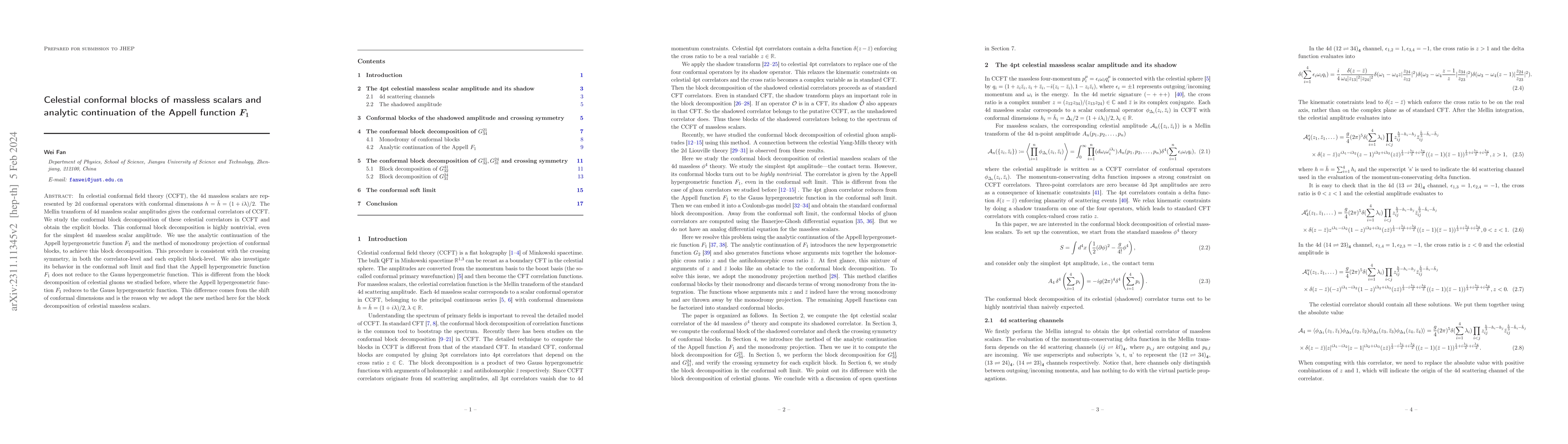 Thumbnail for Celestial conformal blocks of massless scalars and analytic continuation
  of the Appell function $F_1$