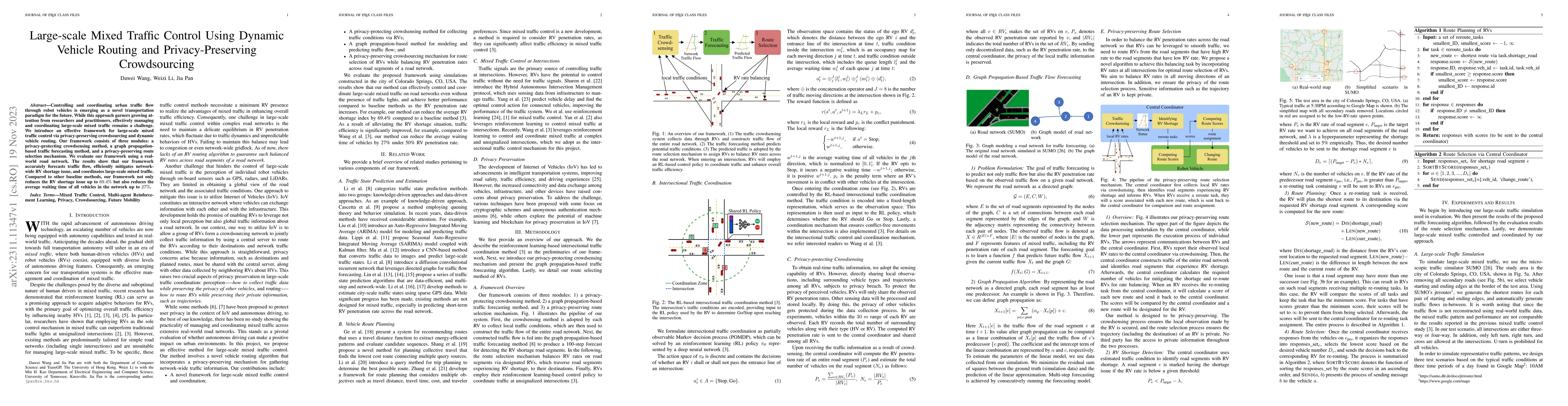 Thumbnail for Large-scale Mixed Traffic Control Using Dynamic Vehicle Routing and
  Privacy-Preserving Crowdsourcing