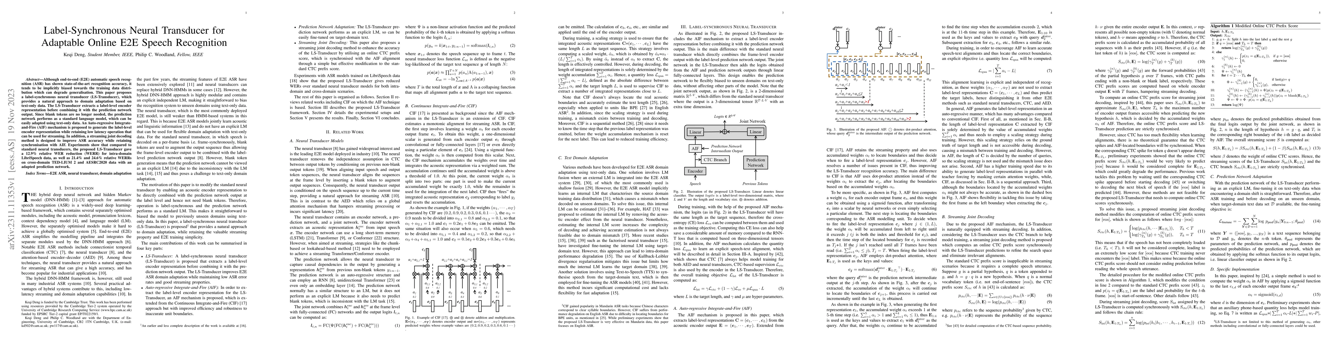 Thumbnail for Label-Synchronous Neural Transducer for Adaptable Online E2E Speech
  Recognition