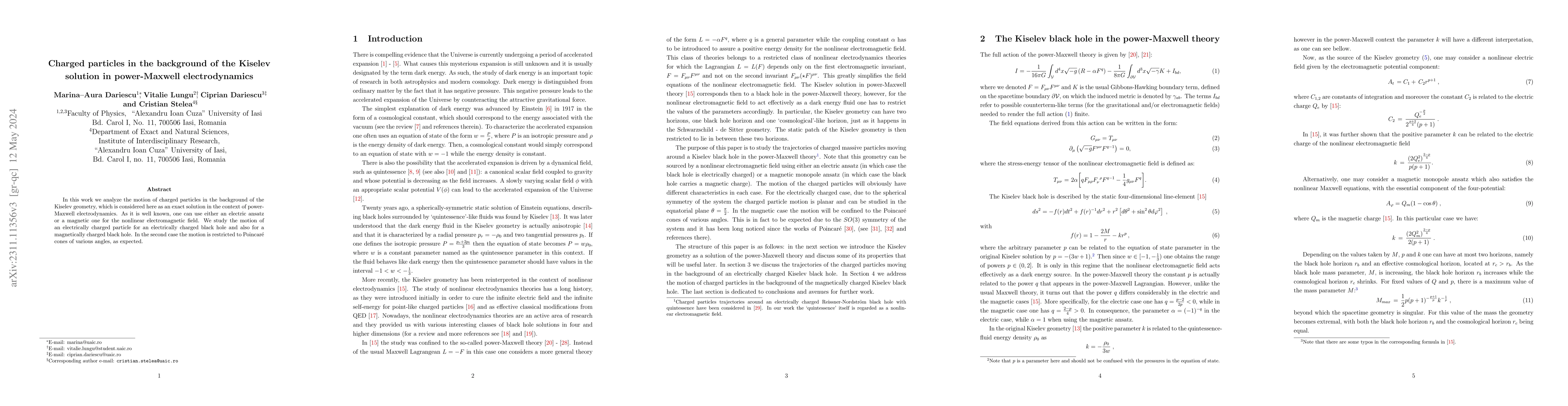 Thumbnail for Charged particles in the background of the Kiselev solution in
  power-Maxwell electrodynamics