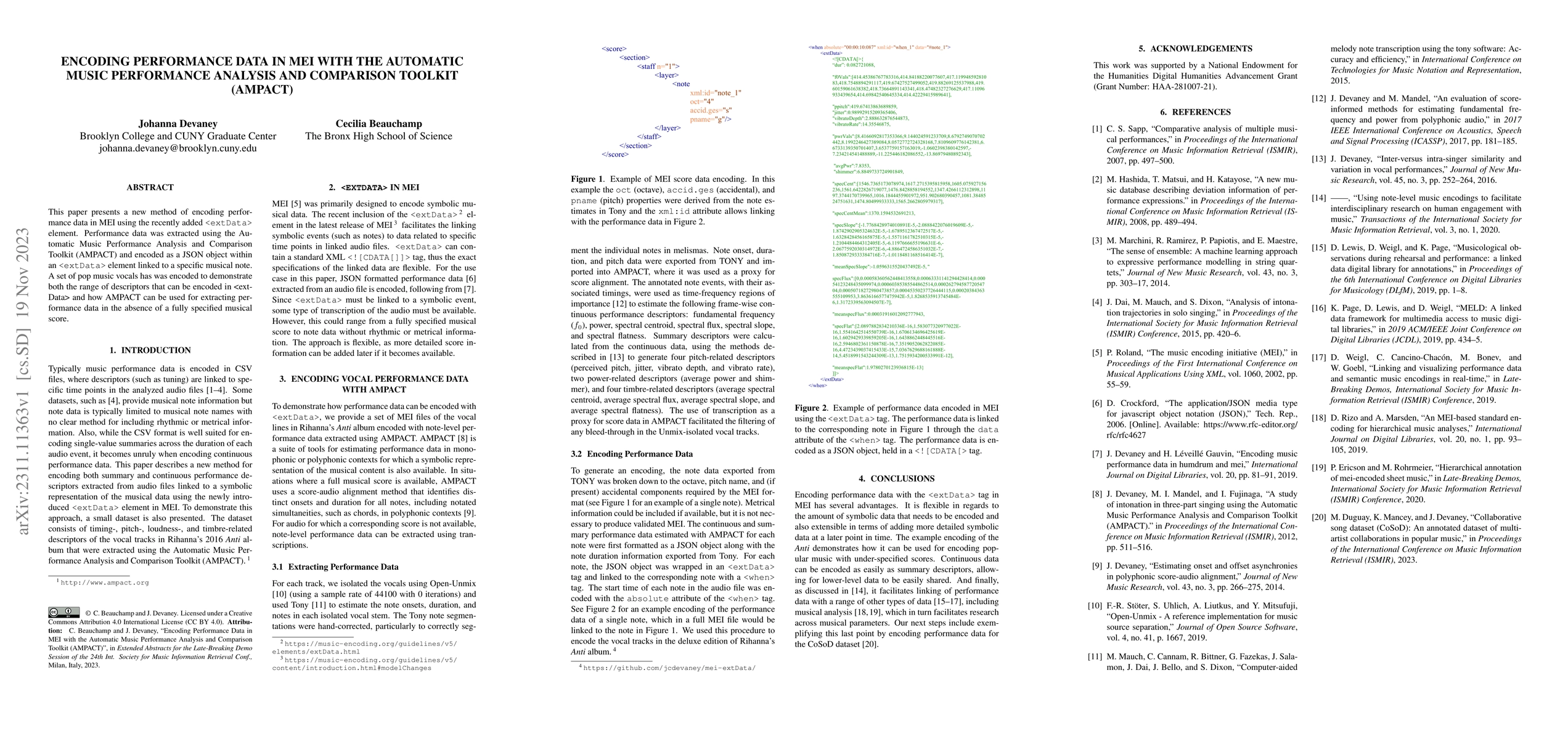 Thumbnail for Encoding Performance Data in MEI with the Automatic Music Performance
  Analysis and Comparison Toolkit (AMPACT)