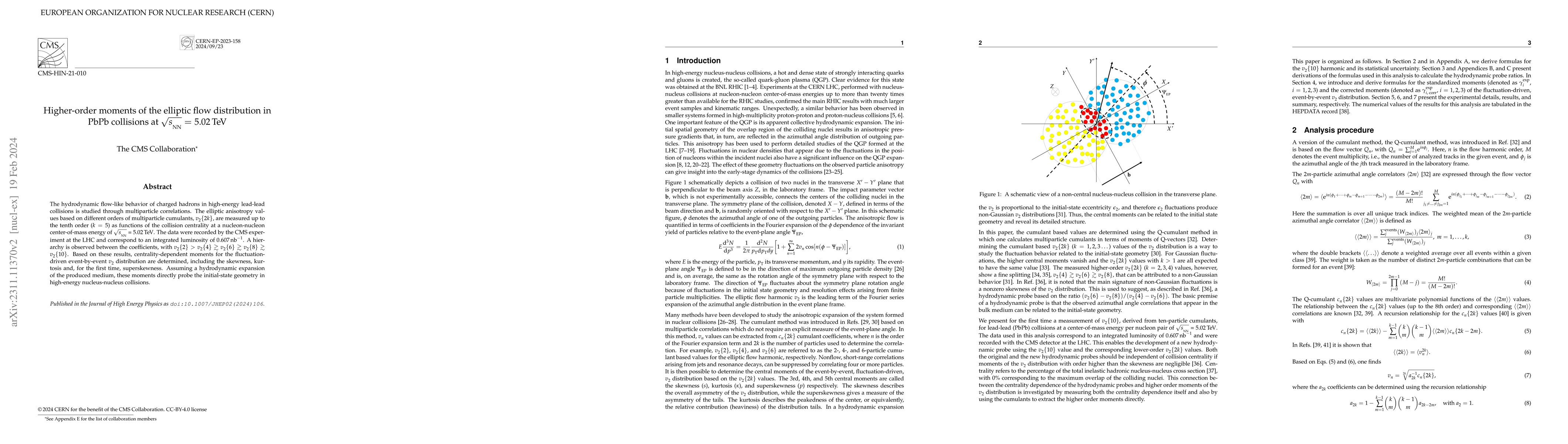 Thumbnail for Higher-order moments of the elliptic flow distribution in PbPb
  collisions at $\sqrt{s_\mathrm{NN}}$ = 5.02 TeV