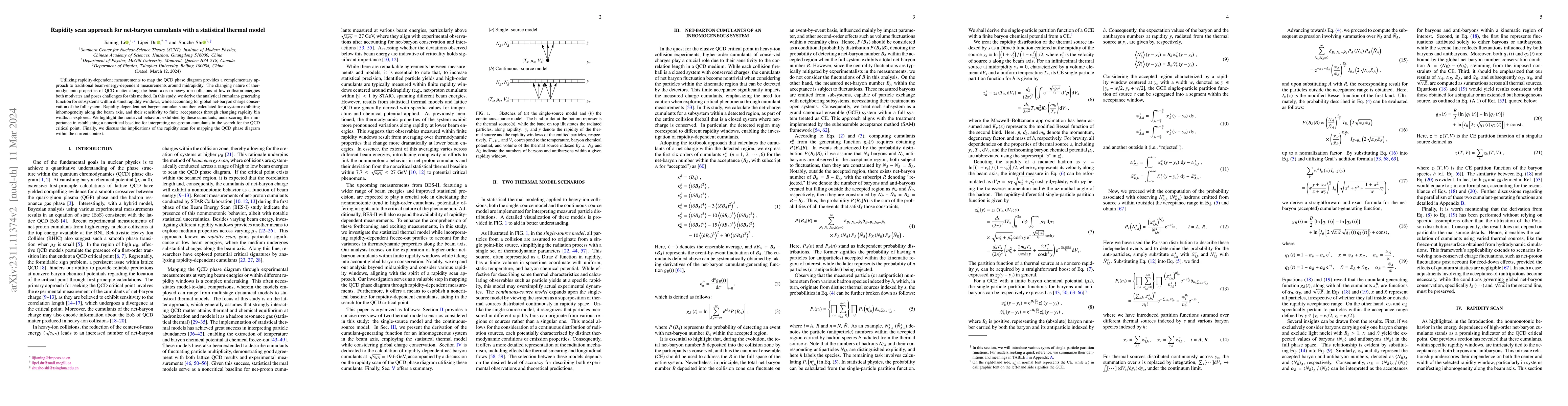 Thumbnail for Rapidity scan approach for net-baryon cumulants with a statistical
  thermal model