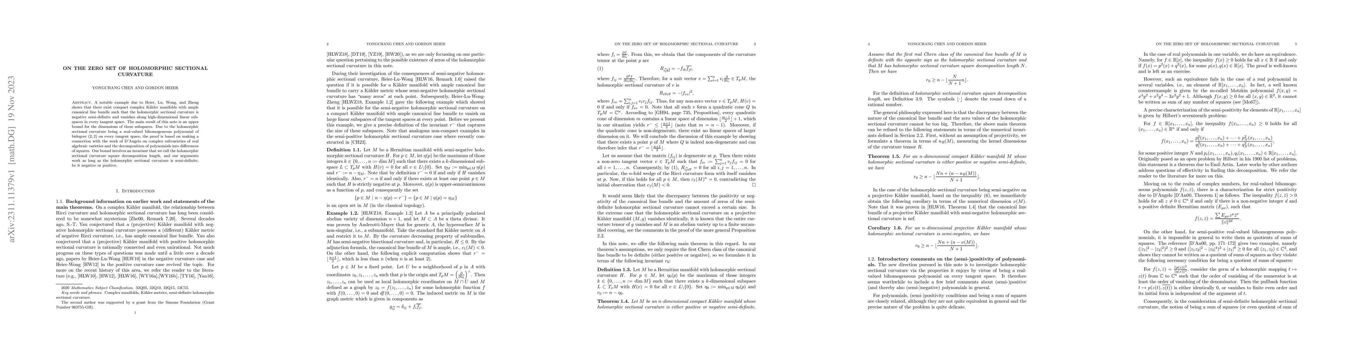 Thumbnail for On the zero set of holomorphic sectional curvature