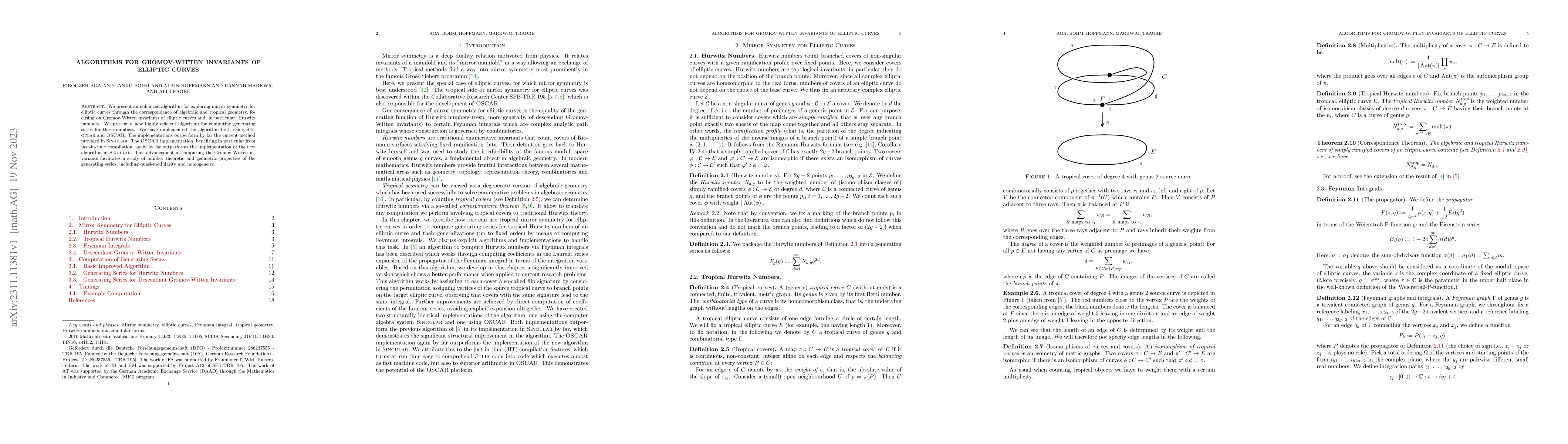 Thumbnail for Algorithms for Gromov-Witten Invariants of Elliptic Curves